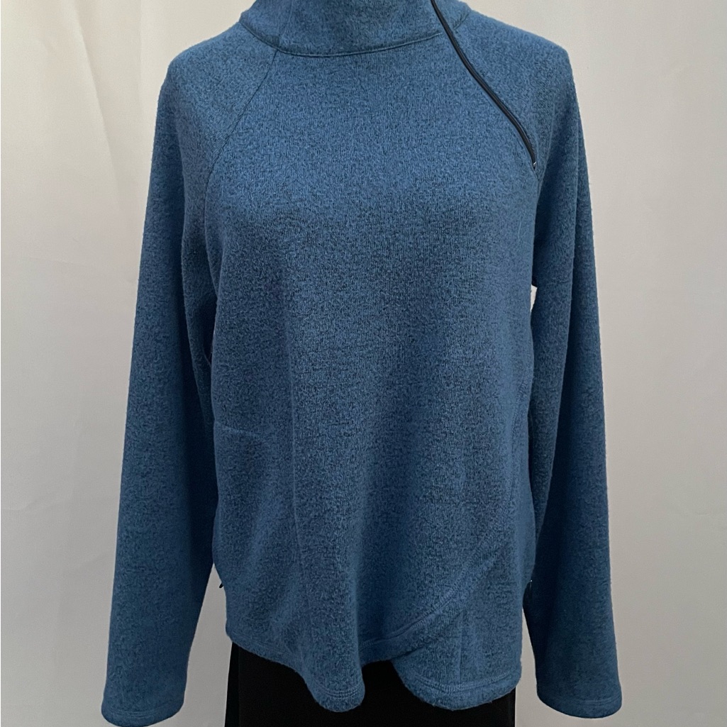 Aventura Harlow Blue Asymmetrical Zip Funnel Neck Pullover Size M